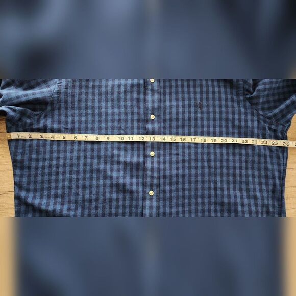 RALPH LAUREN Classic Fit Performance Shirt Blue Gingham Check Men's XL - Picture 4 of 5